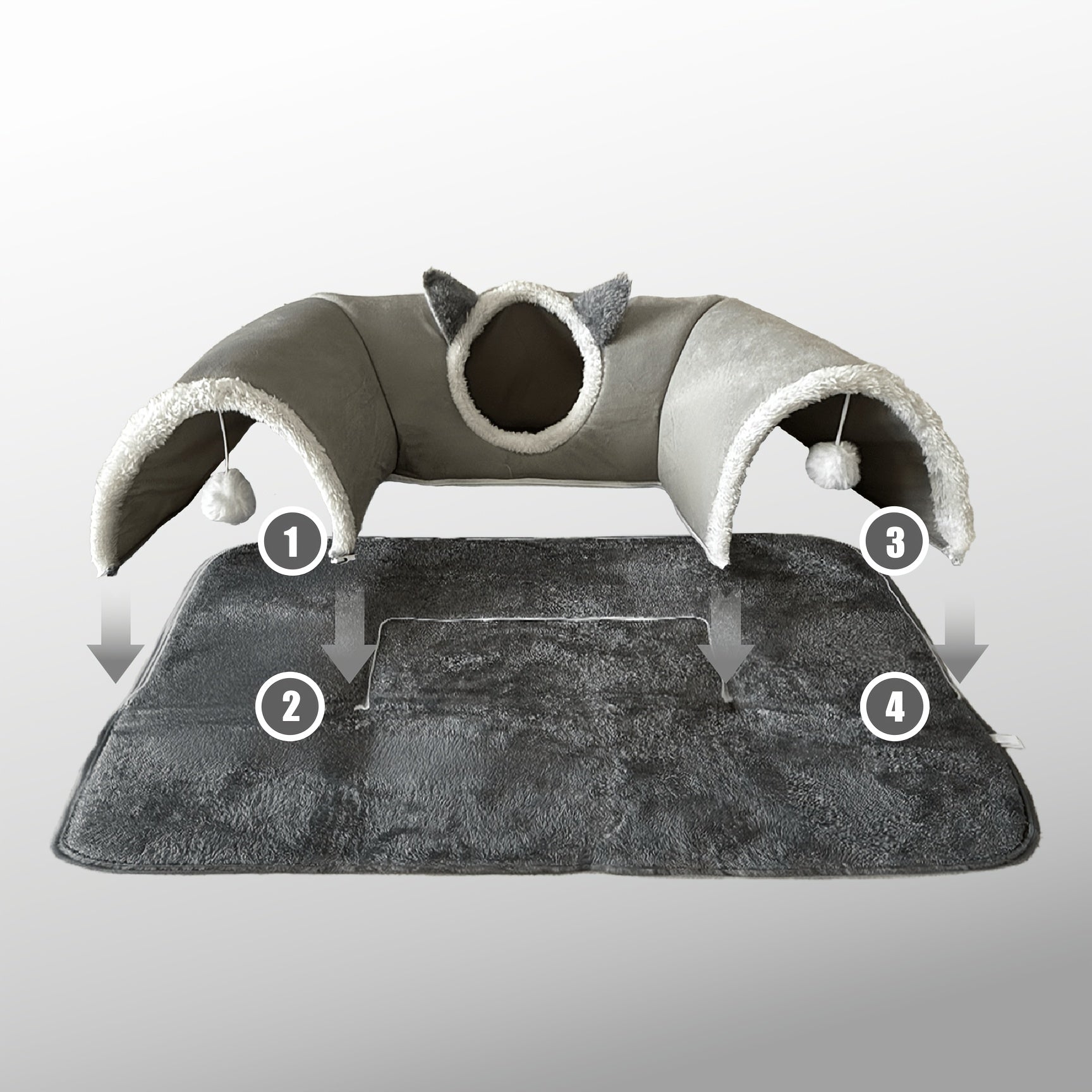 Removable 2-in-1 Cat Tunnel Bed & Play Mat – product view 6