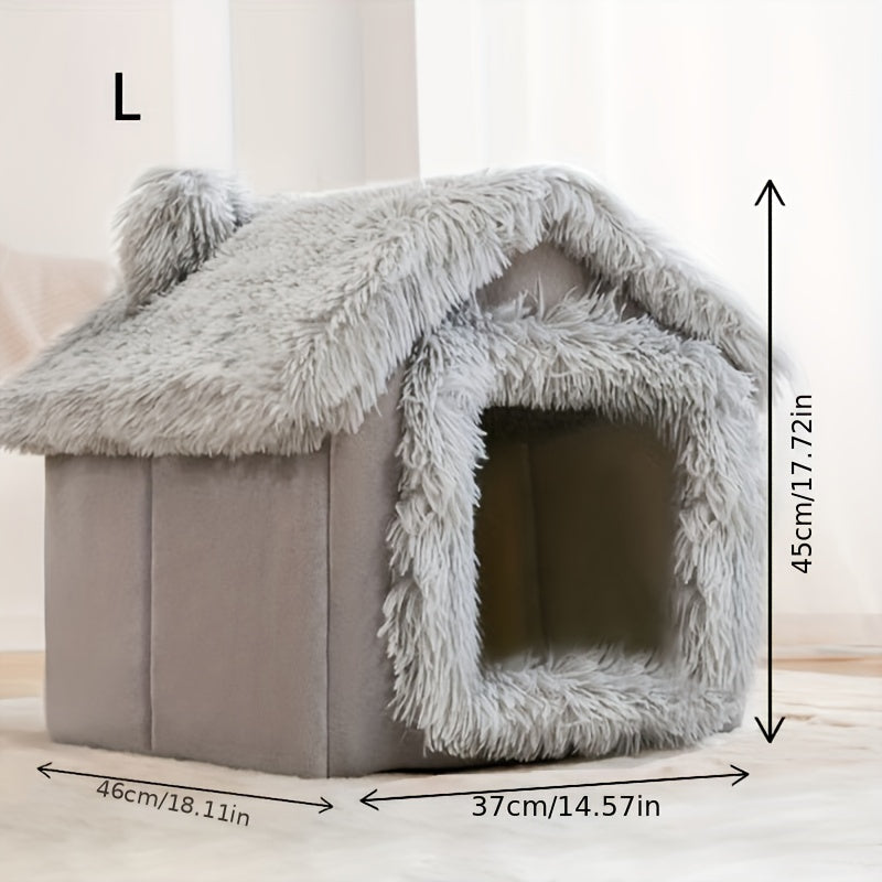 Removable Plush Semi-Enclosed Cat Bed – product view 2