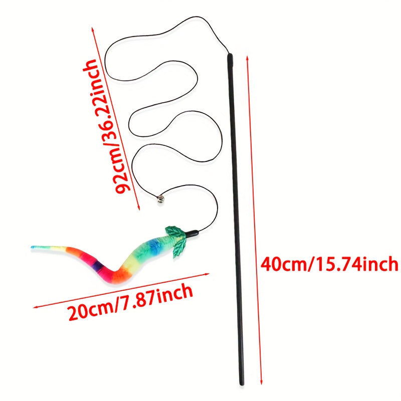 Colourful Caterpillar Cat Teaser Toy – product view 2