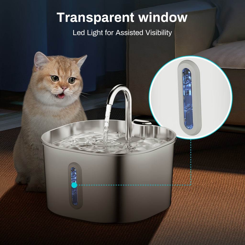 2.2L Filtered Stainless Steel Cat Fountain – product view 3