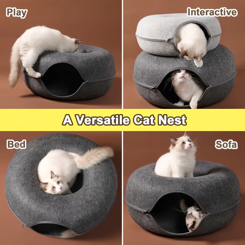 2-in-1 Donut Cat Tunnel Bed – product view 4