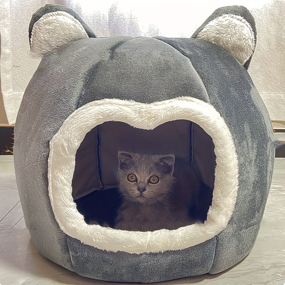Winter Warm Cave Cat Bed – Fleece-Lined – product view 1