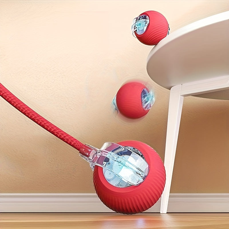LED Smart Rolling Cat Toy Ball with Tail – product view 4