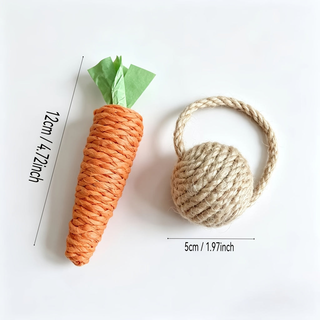 Paper Rope & Carrot Sisal Cat Chew Toy – product view 2