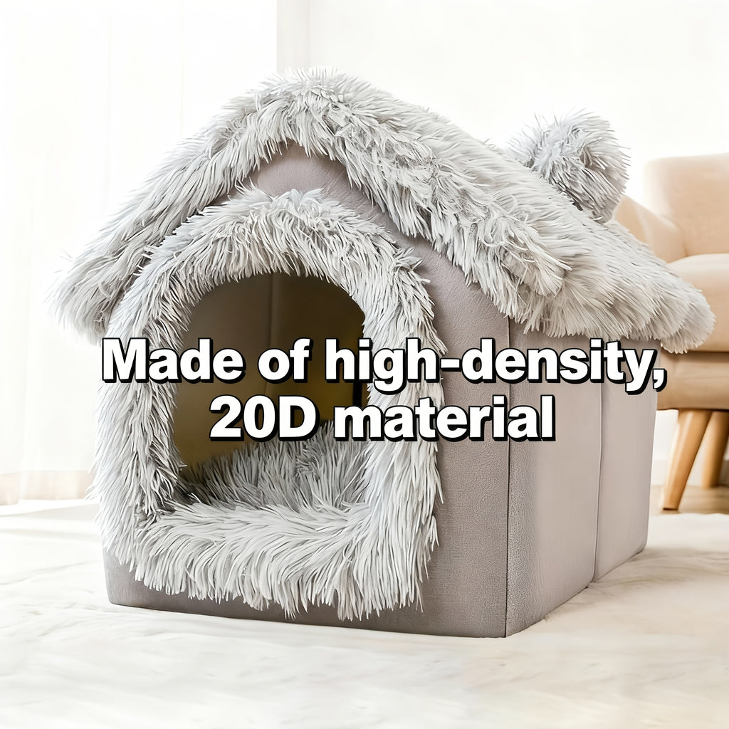 Removable Plush Semi-Enclosed Cat Bed – product view 6