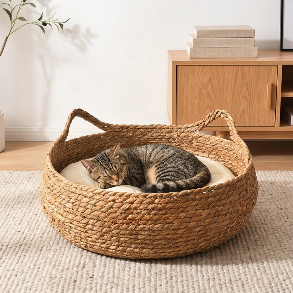 Hand-Woven Rattan Cat Bed – product view 6