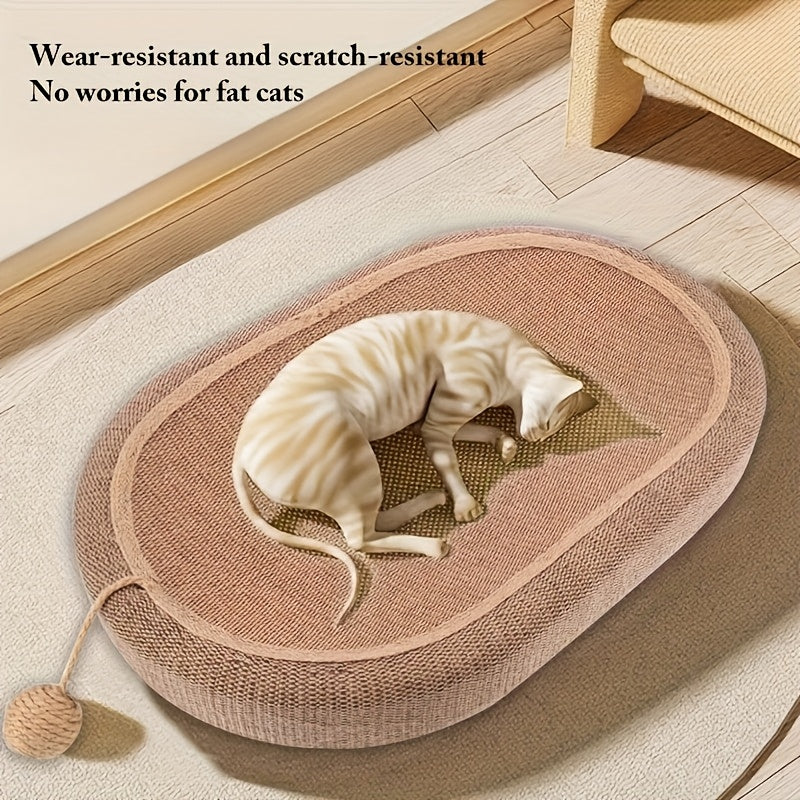 Oval Sisal Cat Scratcher Bed with Toy Ball – product view 1