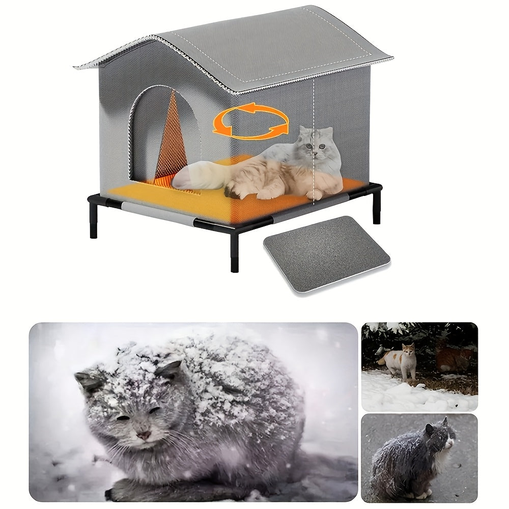 Insulated Outdoor Cat House with Cushion – product view 3
