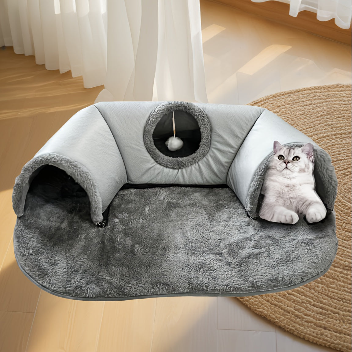 Purrfetti 3-in-1 Cat Tunnel Bed & Play Mat