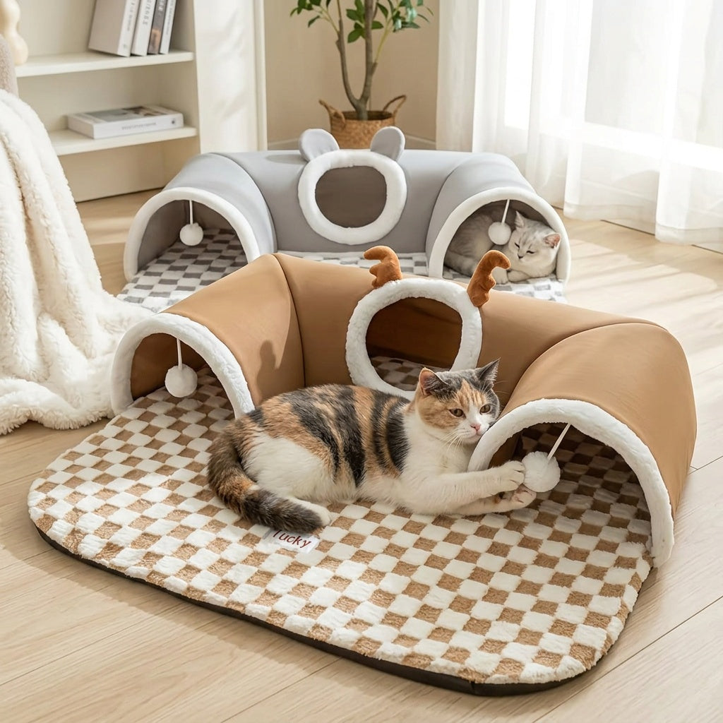 2-in-1 Cat Tunnel Bed & Play Mat – product view 6