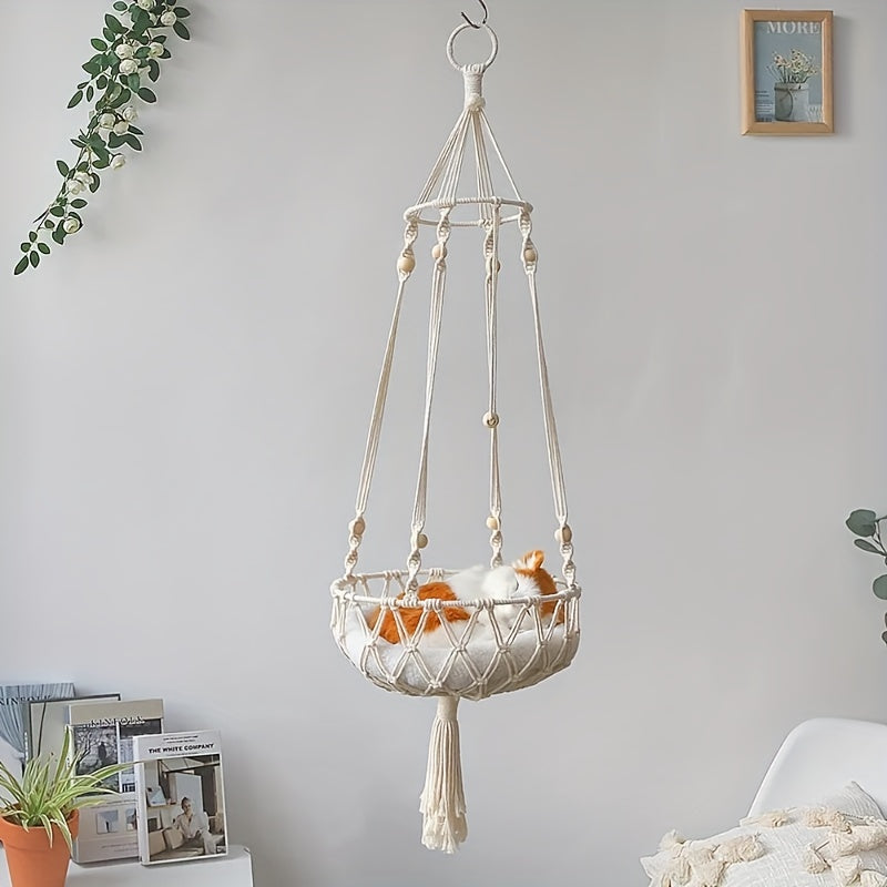Woven Hanging Cat Hammock Basket – product view 3