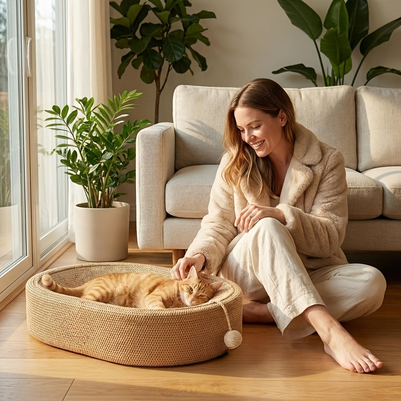Sisal Cat Scratcher Lounge Chair with Toy Ball – product view 3