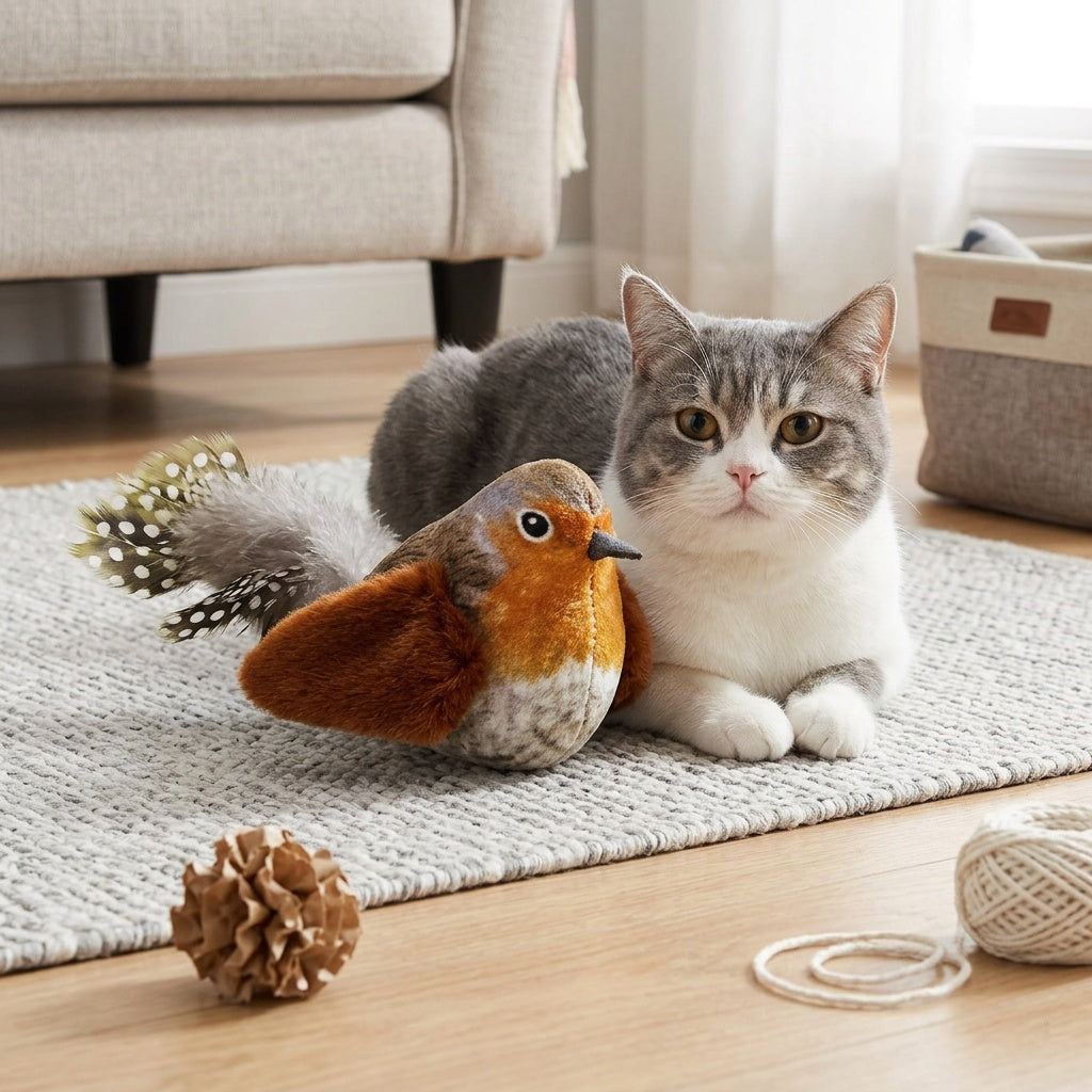 Automatic Retractable Bird-Sound Cat Toy – product view 6