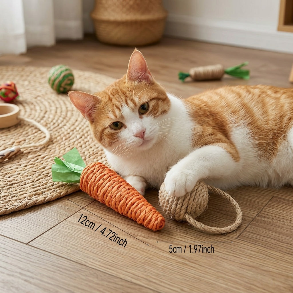 Paper Rope & Carrot Sisal Cat Chew Toy – product view 6