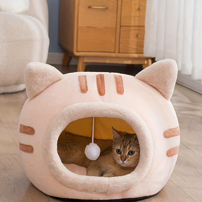 Cat-Shaped Semi-Enclosed Pet Bed – product view 1