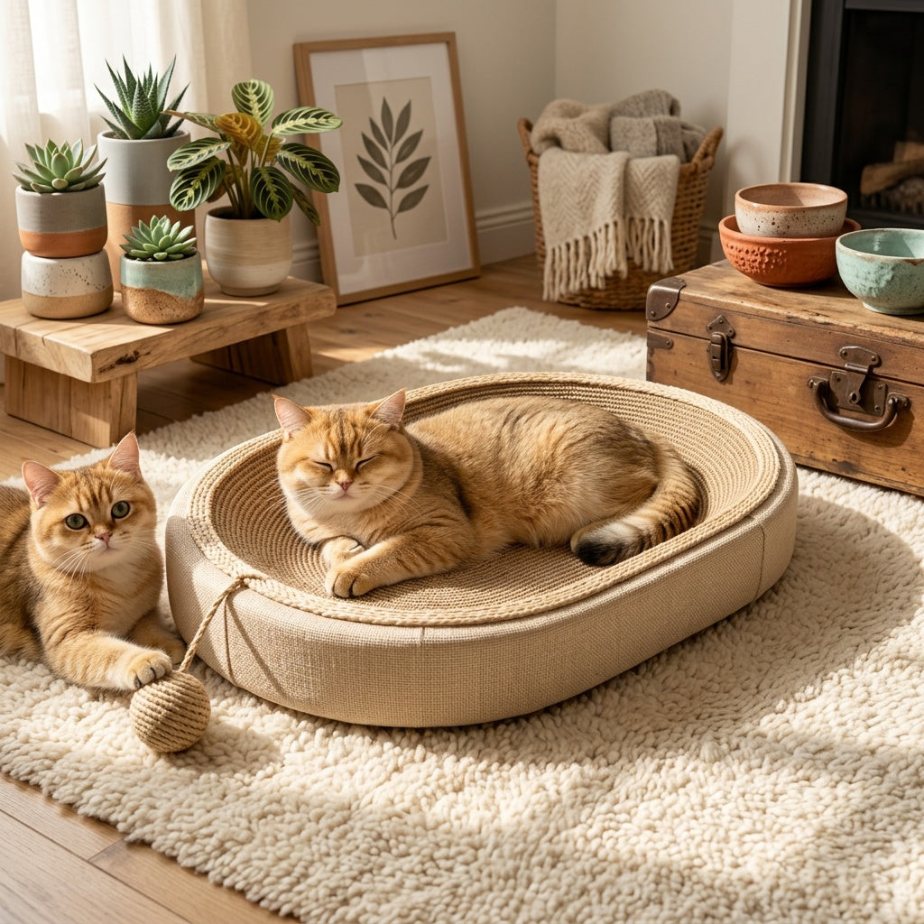 2-in-1 Oval Sisal Cat Scratcher Bed – product view 6