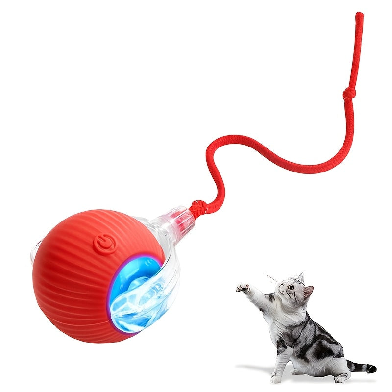 LED Smart Rolling Cat Toy Ball with Tail – product view 1