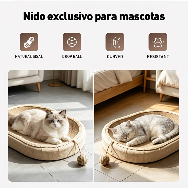 2-in-1 Oval Sisal Cat Scratcher Bed – product view 4