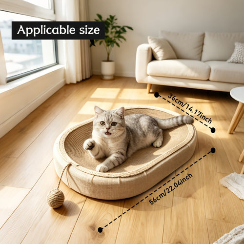 2-in-1 Oval Sisal Cat Scratcher Bed – product view 2