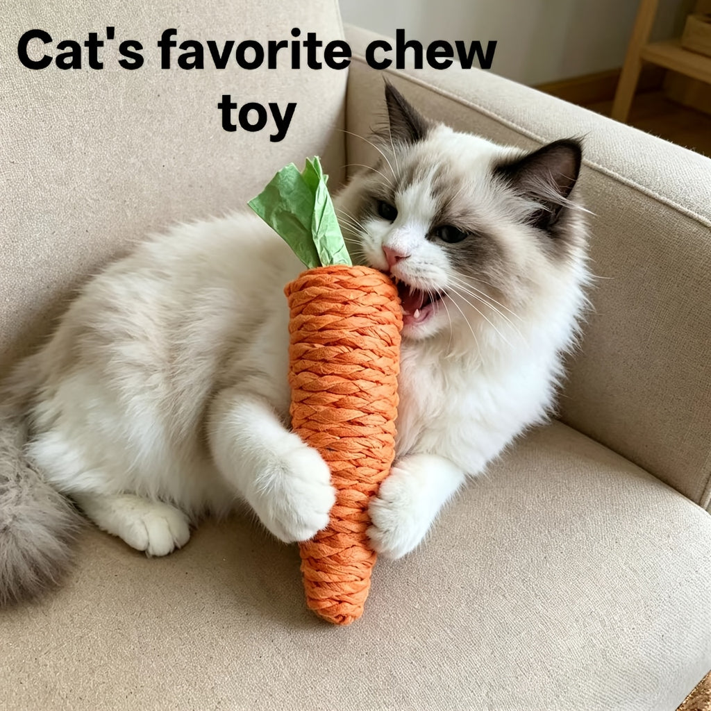 Paper Rope & Carrot Sisal Cat Chew Toy – product view 3
