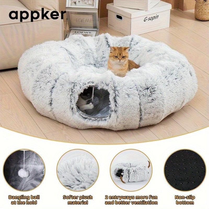 Plush-Mat 2-in-1 Cat Tunnel Bed & Play Mat – product view 3