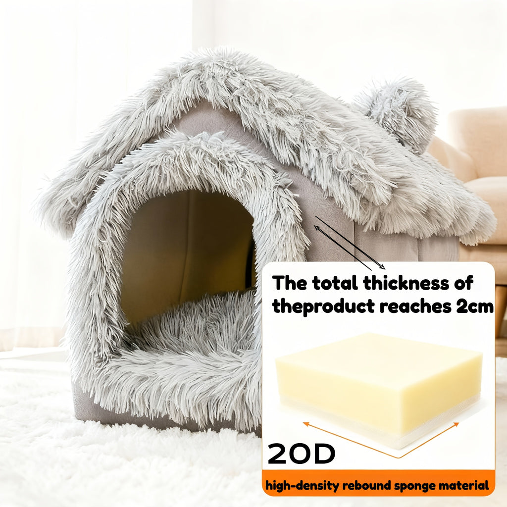Removable Plush Semi-Enclosed Cat Bed – product view 5