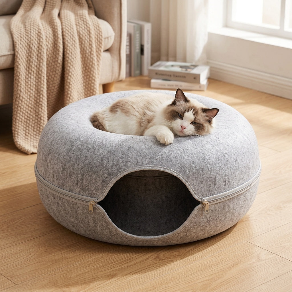 2-in-1 Donut Cat Tunnel Bed – product view 6