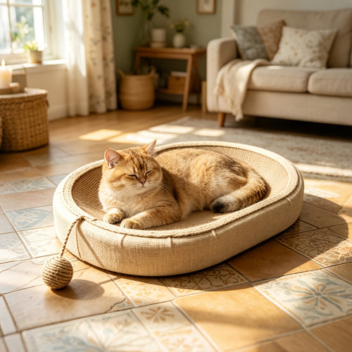 2-in-1 Oval Sisal Cat Scratcher Bed – product view 1