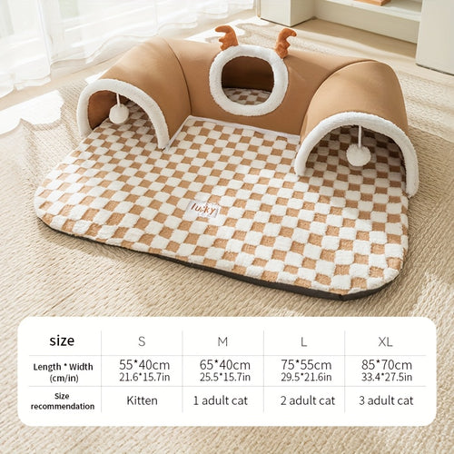 2-in-1 Cat Tunnel Bed & Play Mat – product view 2