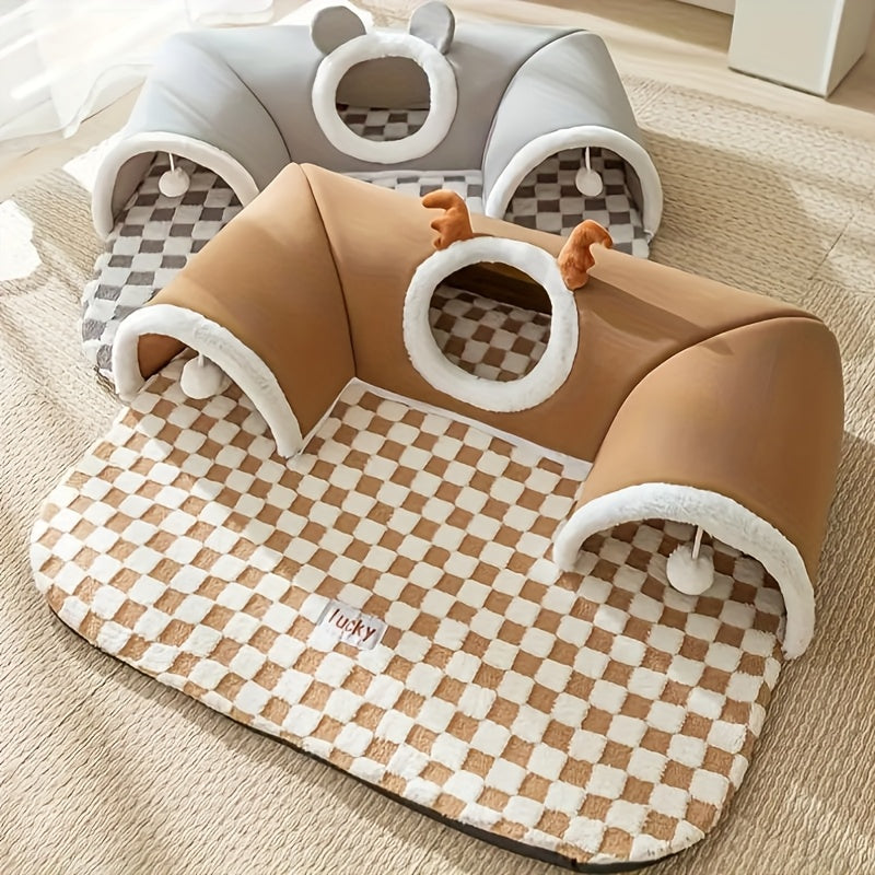 2-in-1 Cat Tunnel Bed & Play Mat – product view 5