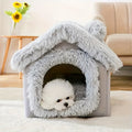 Removable Plush Semi-Enclosed Cat Bed – product view 1