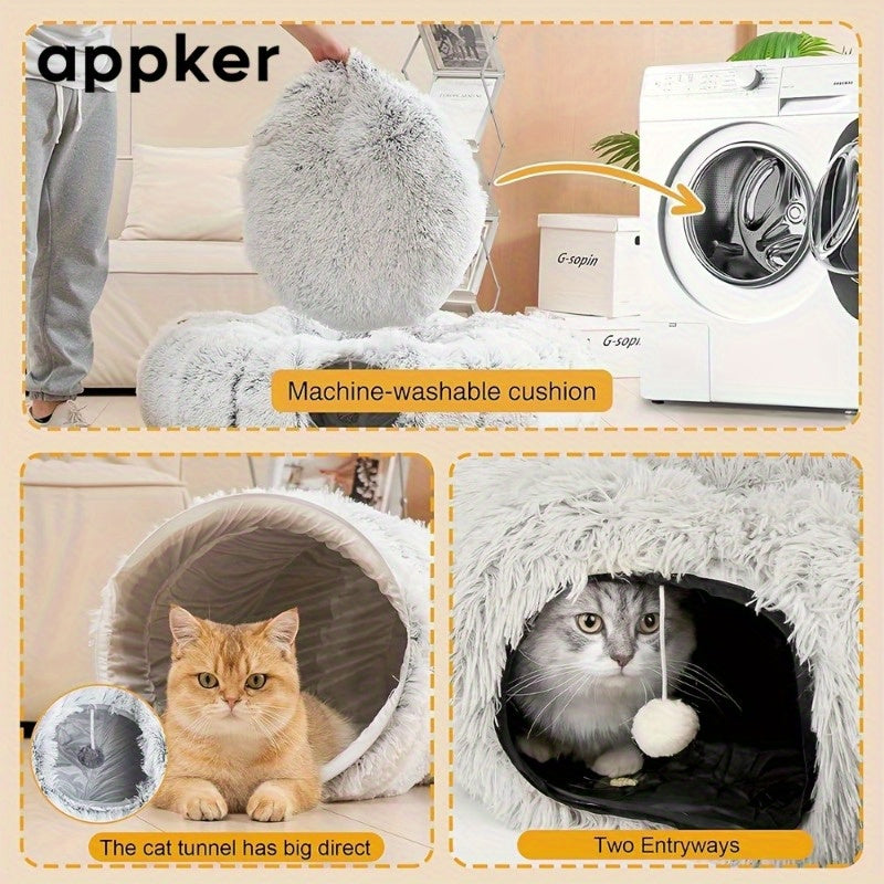 Plush-Mat 2-in-1 Cat Tunnel Bed & Play Mat – product view 5
