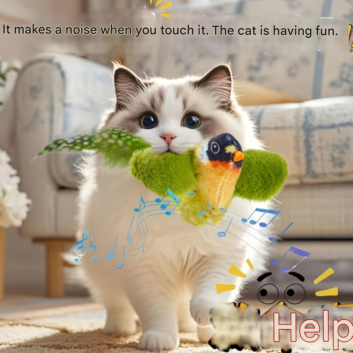 Handmade Chirping Feather Cat Toy – product view 3