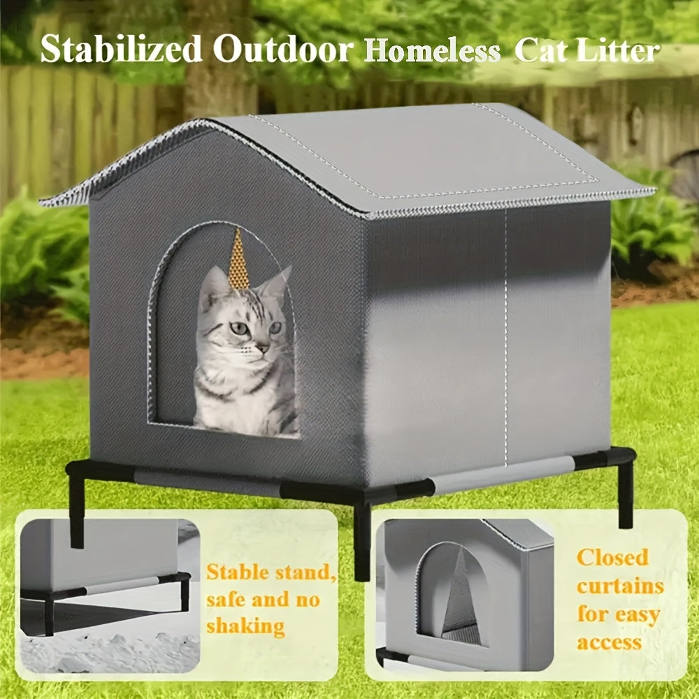 Insulated Outdoor Cat House with Cushion – product view 5