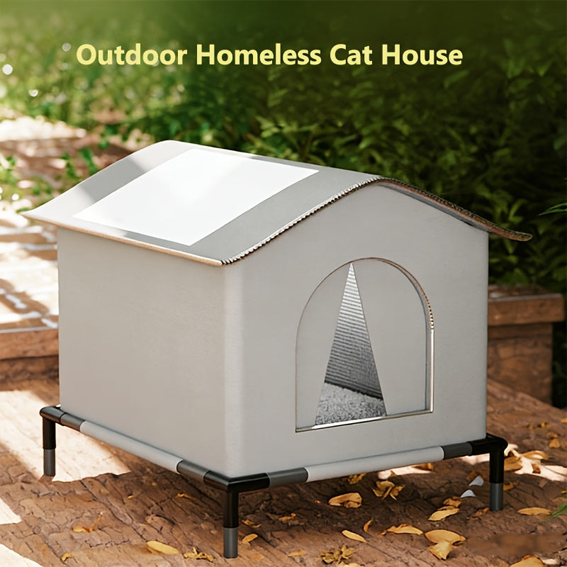 Insulated Outdoor Cat House with Cushion – product view 4