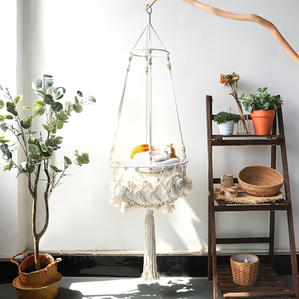 Woven Hanging Cat Hammock Basket – product view 5