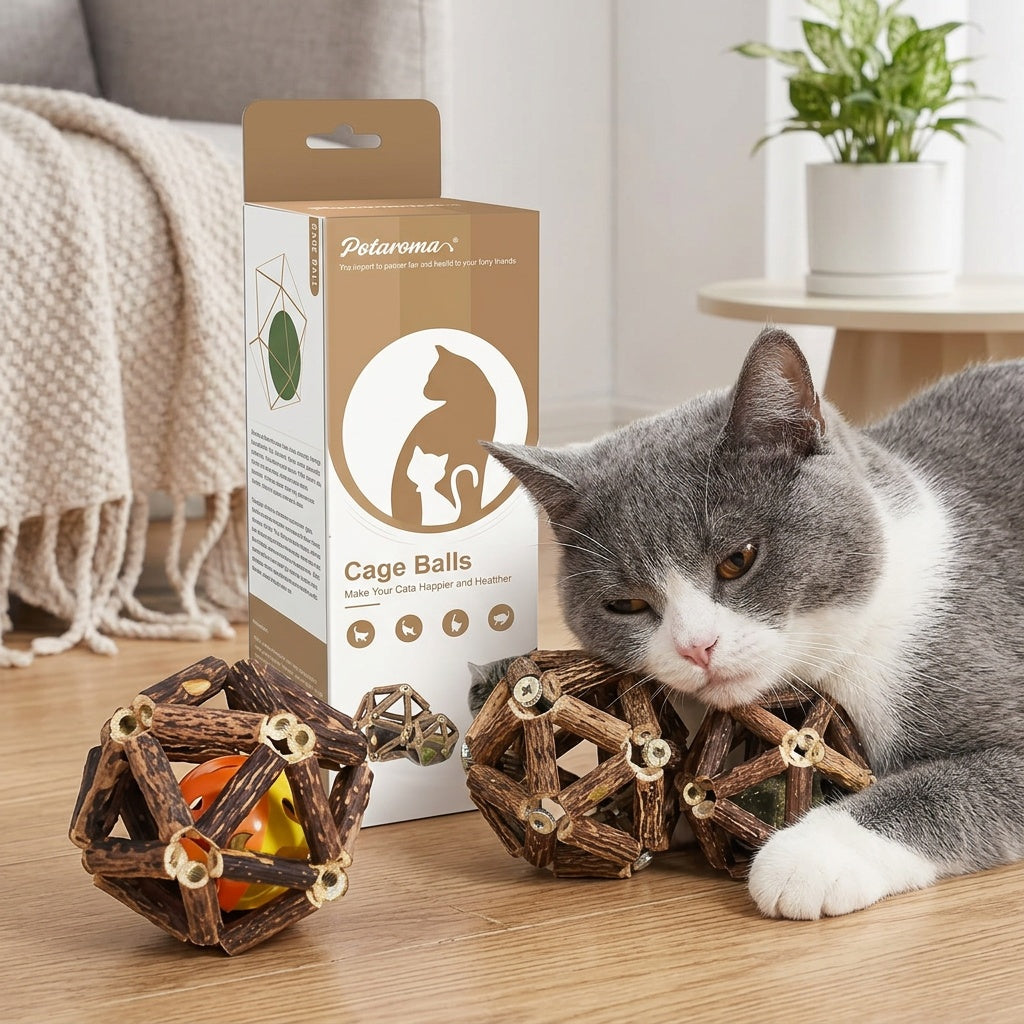 Rattan Dental Chew Ball for Cats – product view 6