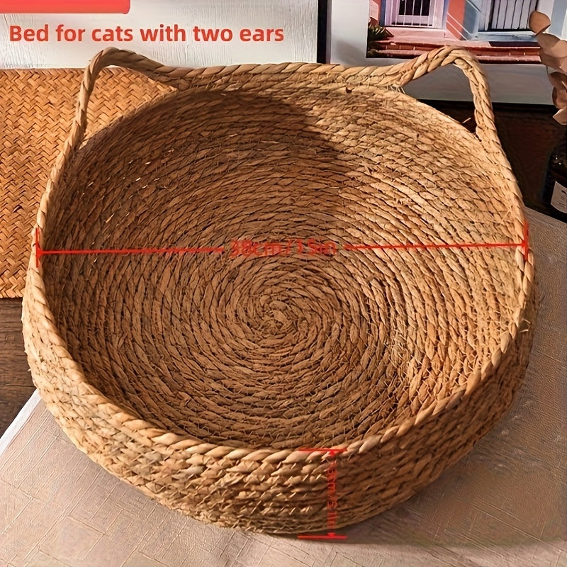 Hand-Woven Rattan Cat Bed – product view 4
