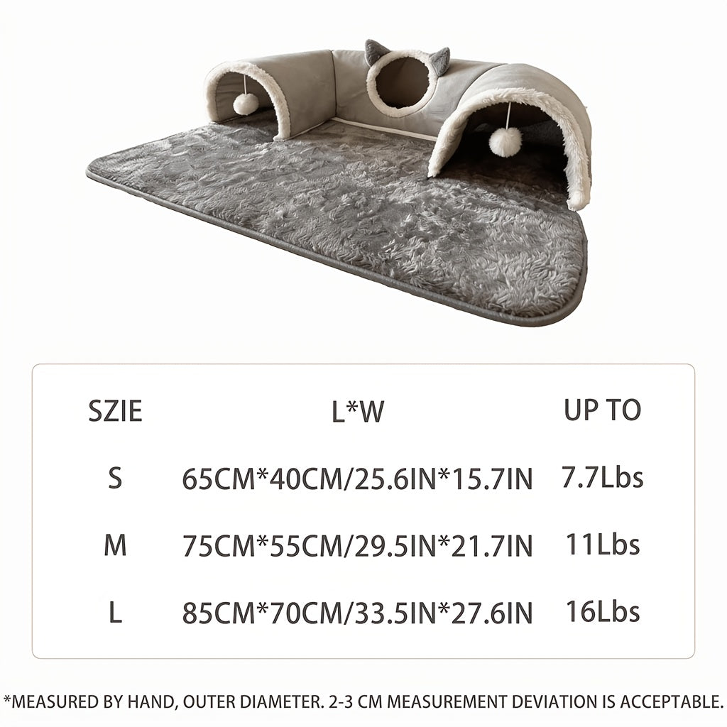 Removable 2-in-1 Cat Tunnel Bed & Play Mat – product view 2