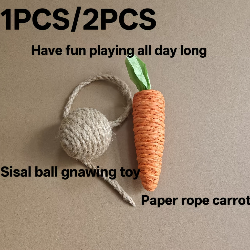 Paper Rope & Carrot Sisal Cat Chew Toy – product view 1