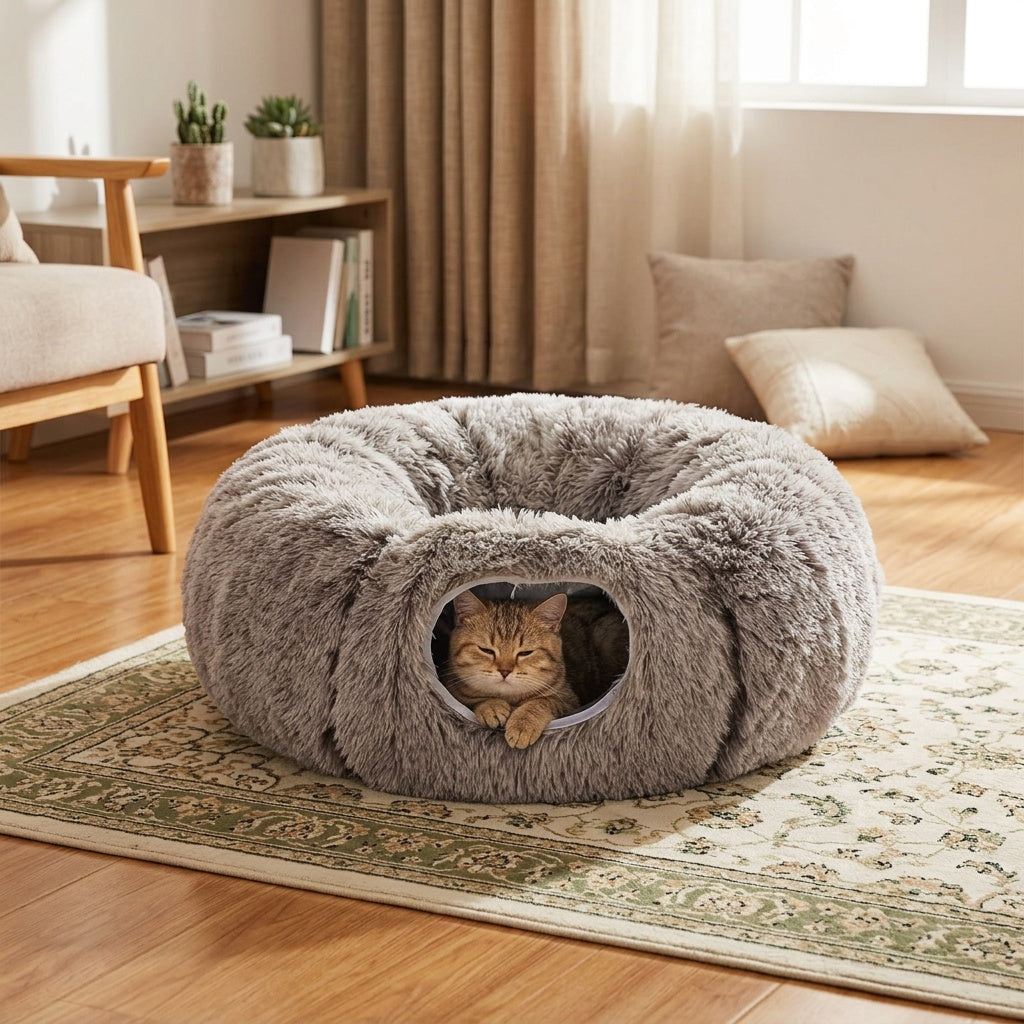 Plush-Mat 2-in-1 Cat Tunnel Bed & Play Mat – product view 6