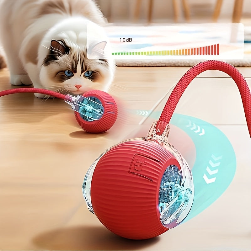 LED Smart Rolling Cat Toy Ball with Tail – product view 3