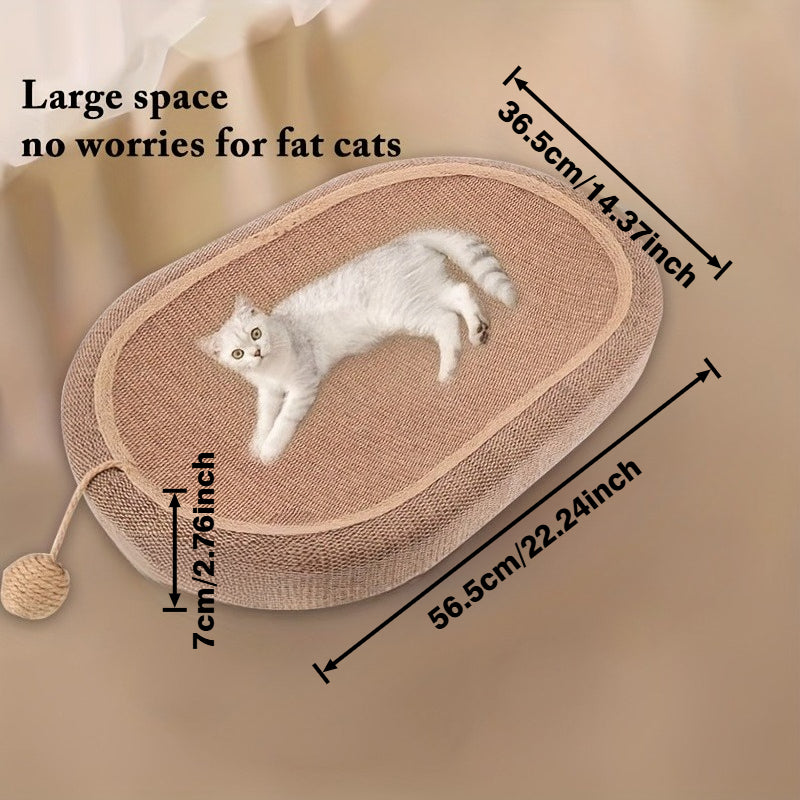 Oval Sisal Cat Scratcher Bed with Toy Ball – product view 2