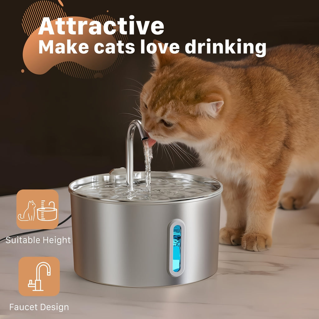2.2L Stainless Steel Cat Water Fountain – product view 5