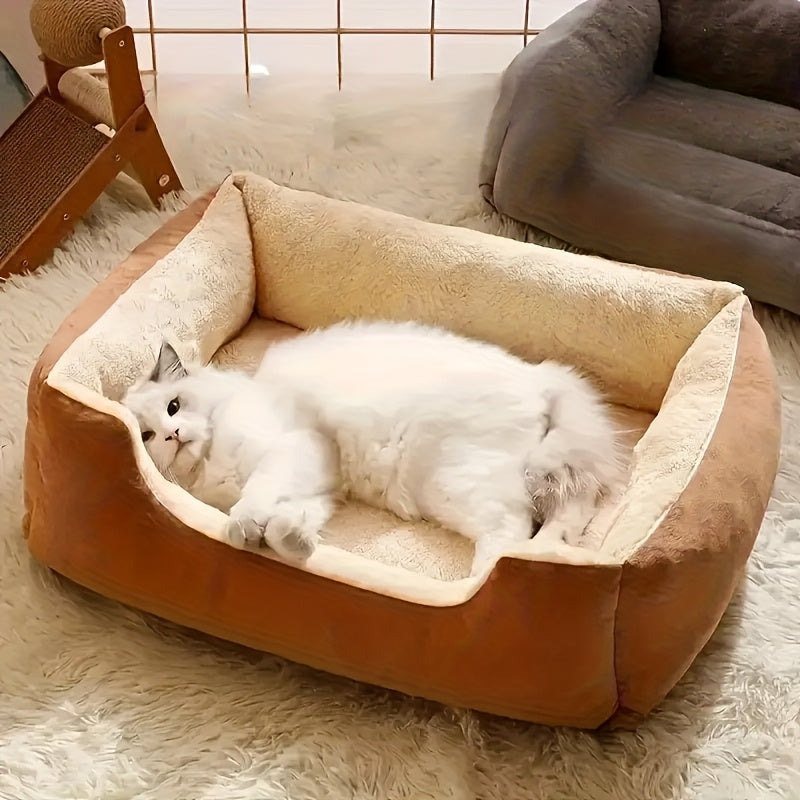 Plush Square Cat Cushion Bed – product view 5