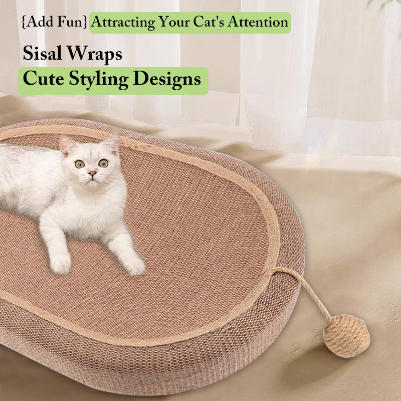 Oval Sisal Cat Scratcher Bed with Toy Ball – product view 5
