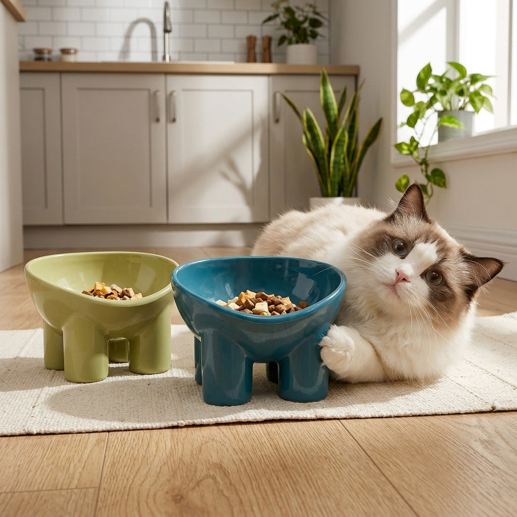 Tilted Raised Cat Bowl with Stand – product view 6