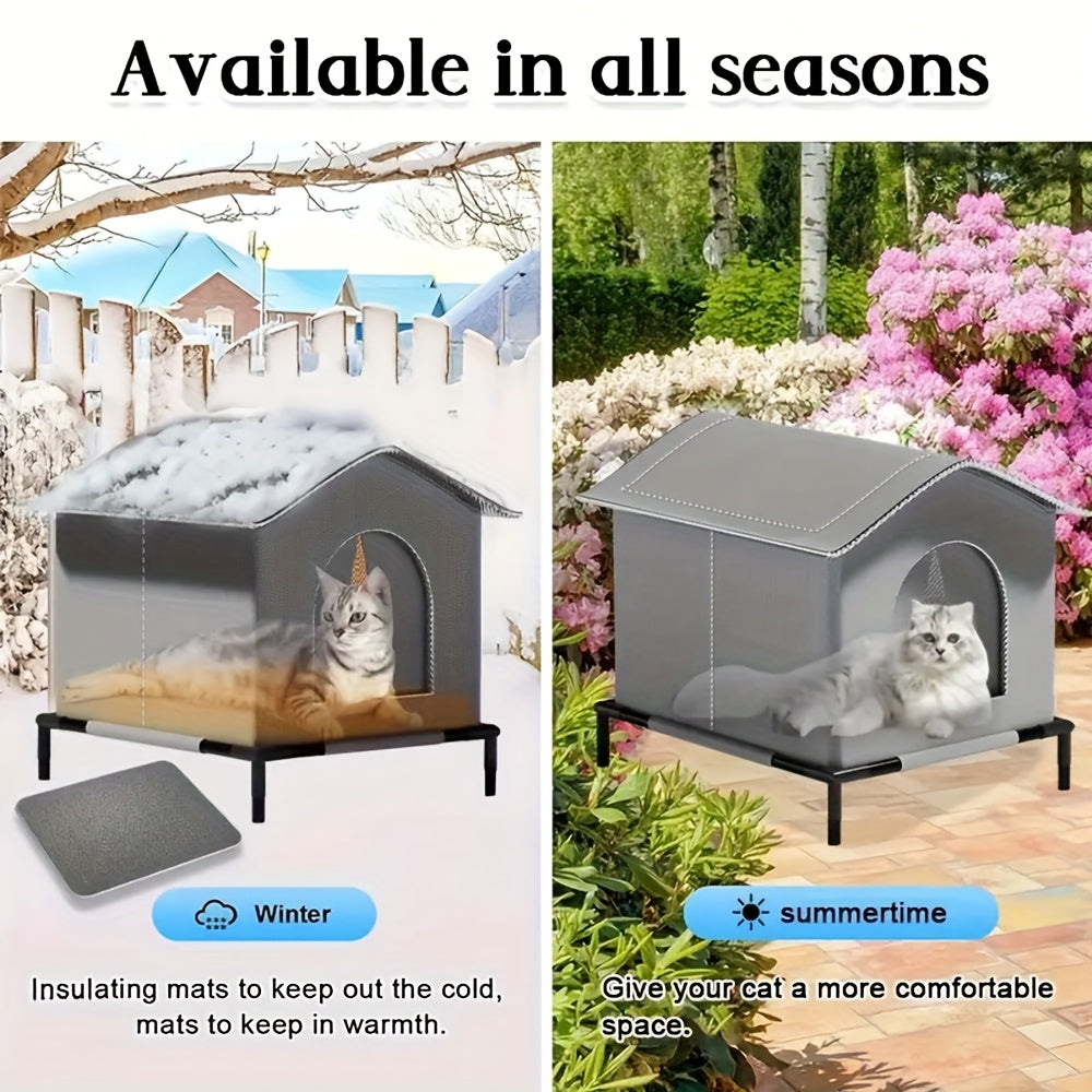 Insulated Outdoor Cat House with Cushion – product view 1
