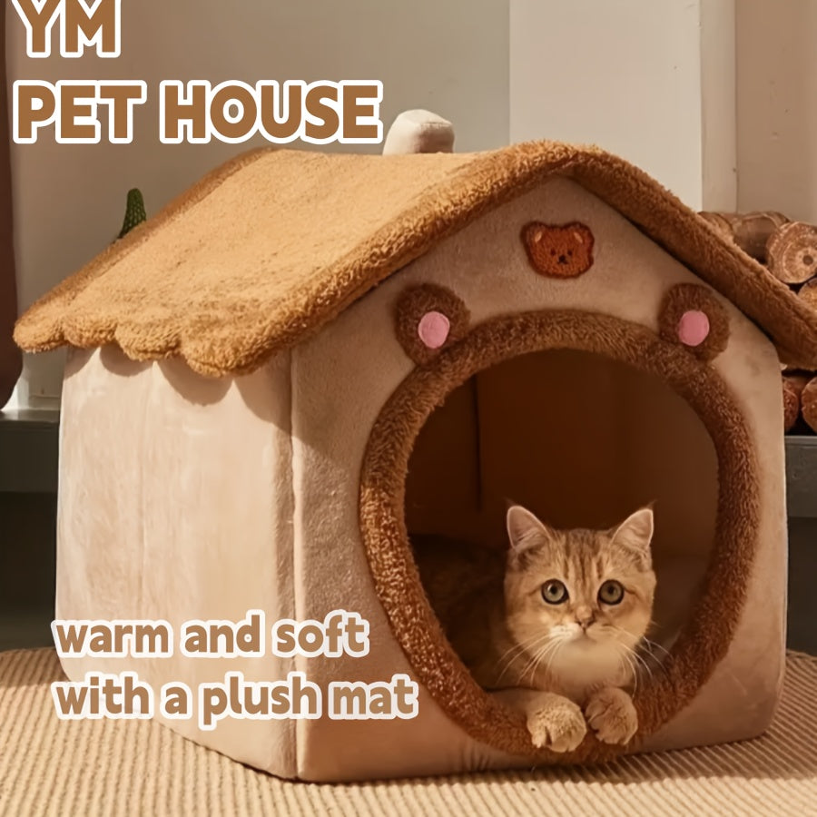 Washable Warm Cat House Bed – product view 1