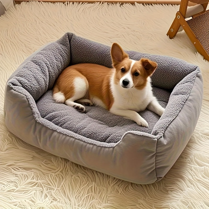 Plush Square Cat Cushion Bed – product view 1
